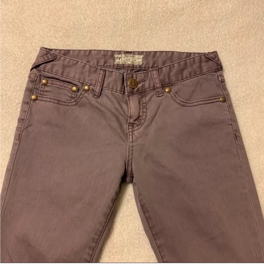 Free People Ankle Zip Skinny Jeans Dusty Purple
